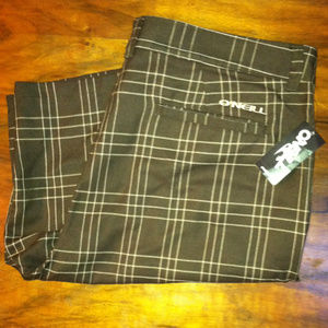 NWT O'Neill 38 Casual Brown Plaid Shorts